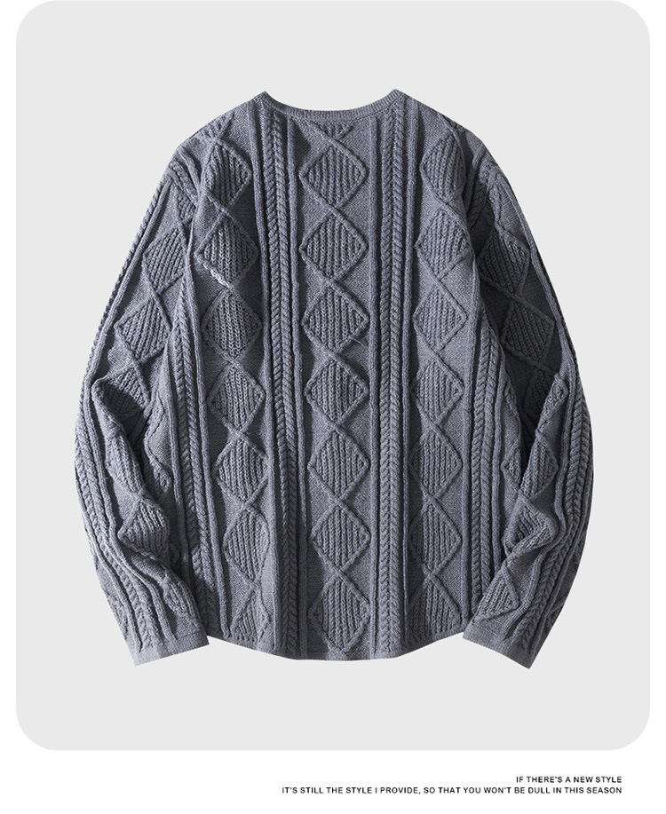 Pull oversize en maille torsadée pour femme, col en V, coupe ample et décontractée, couleur unie, idéal pour les superpositions automnales._voghion.com