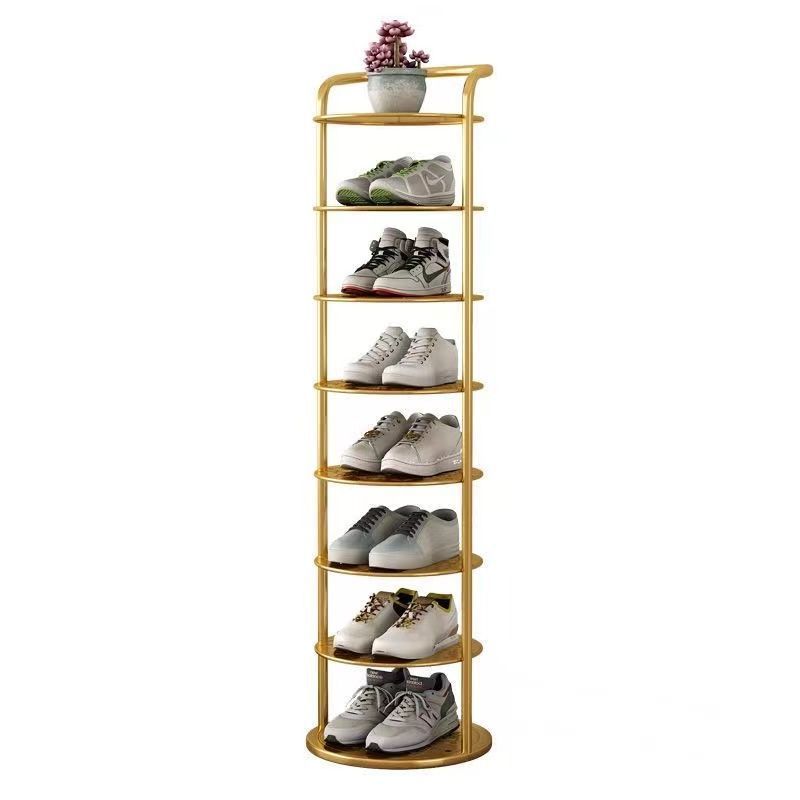 Estante de zapatos simple puerta doméstica almacenamiento multicapa ahorro de espacio pequeño estante de zapatos estrecho robusto armario de zapatos de hierro forjado