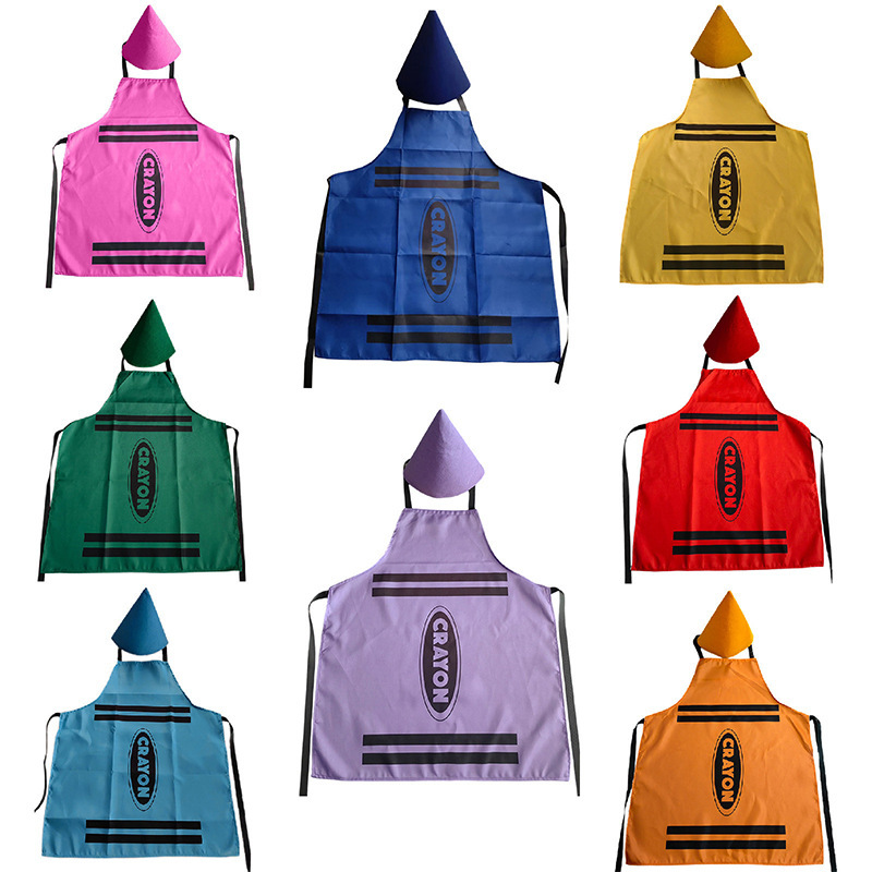 Cross-Border Colorful Crayon Halloween Apron Adult Costume Halloween Role-Playing Dwarf Cone Hat Set Cross-Border Colorful Crayon Halloween Apron Adult Costume Halloween Role-Playing Dwarf Cone Hat Set