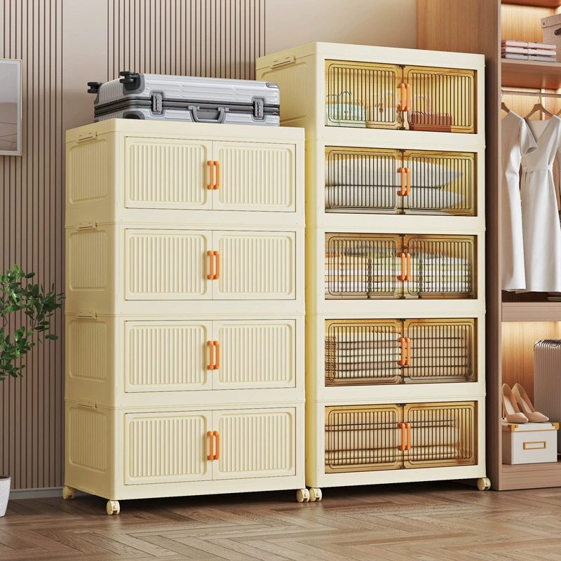 Storage cabinet for organizing clothing, snacks, kitchen, folding multi-layer, no-assembly headboard storage cabinet