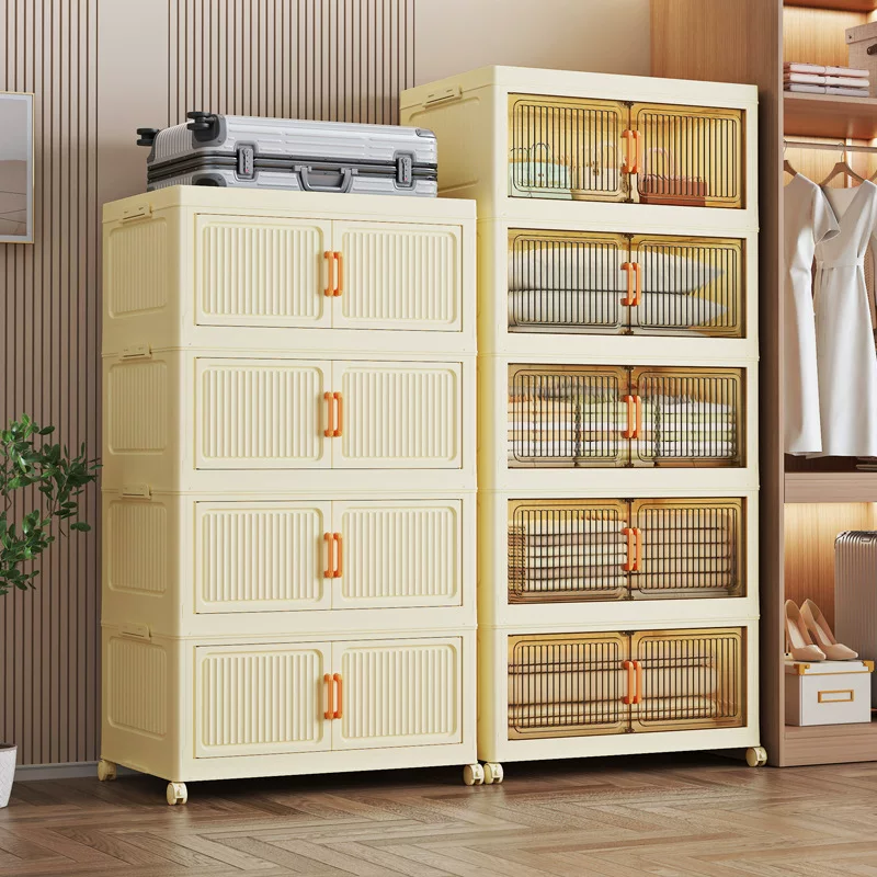 Storage cabinet for organizing clothing, snacks, kitchen, folding multi-layer, no-assembly headboard storage cabinet