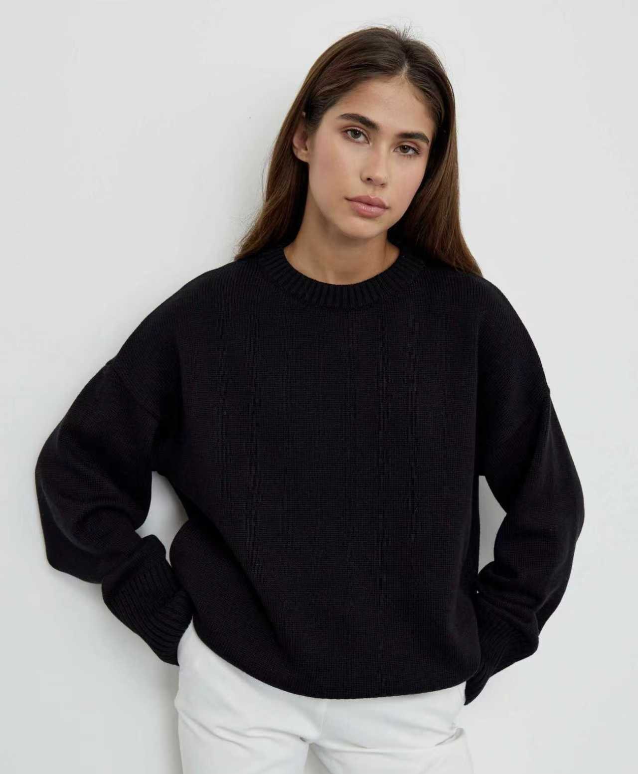 Damen Grobstrickpullover Mit Rundhalsausschnitt Für Den Winter_voghion.com