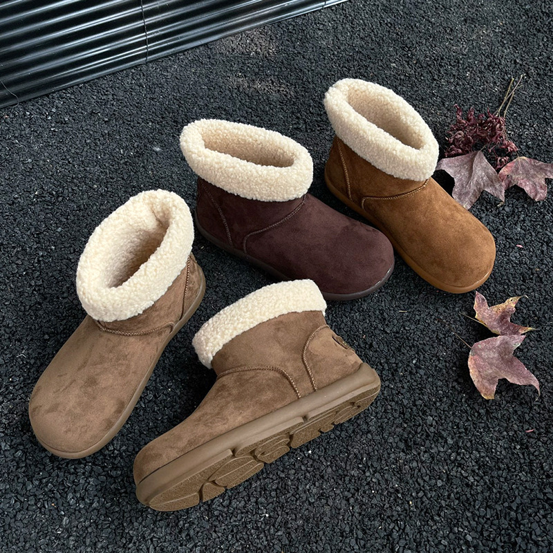 Stivali da neve da donna in vera pelle di pecora 2025, stivaletti invernali foderati in pile in stile britannico, scarpe casual antiscivolo_voghion.com