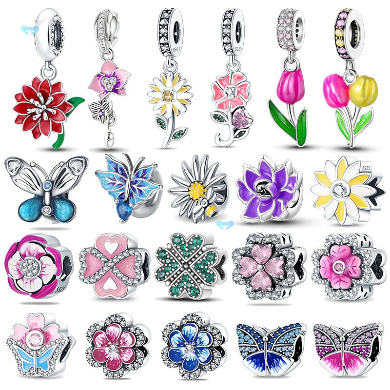 Серия цветов из стерлингового серебра 925 пробы Ромашка Одуванчик Клевер Тюльпан F