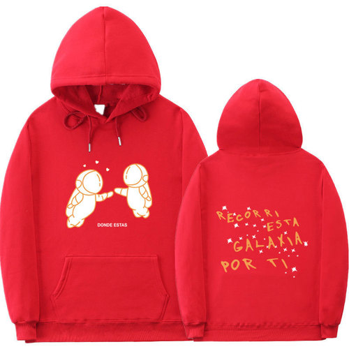 2024 New Fashion Print Double Astronaut Casual Hooded Loose Sweatshirt for Men and Women Casual Sports Sweatshirt