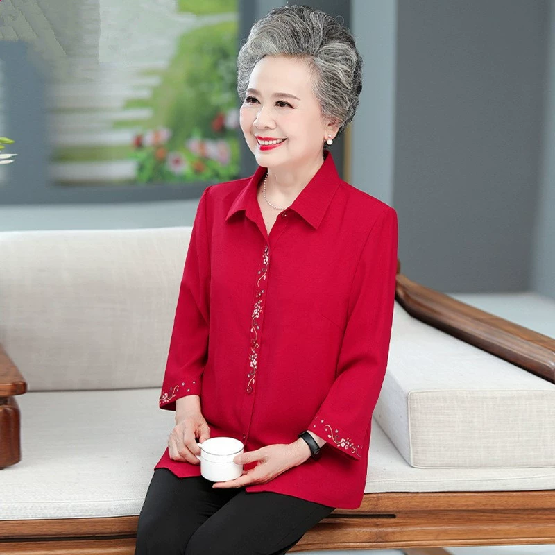 Пожилые люди весенние платья бабушки рубашки бабушки праздничная свекровь одежда старушка летнее платье Тан мама свадебное платье