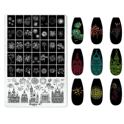 Dırnaq bəzəkləri – Bow Cartoon Line Frosted Stamping - happy-047-with-back-plate