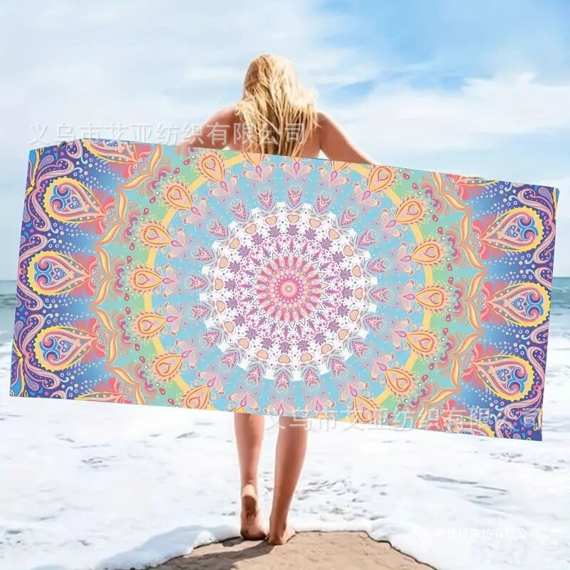 Amazon Boho Microfiber Beach Towel Plaid Absorbent Printed Beach Bath Towel Swimming Bath Towel