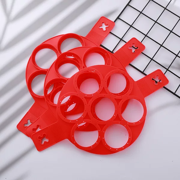 Factory direct silicone omelette seven-hole round egg ring omelette model high temperature porous pancake baking mold