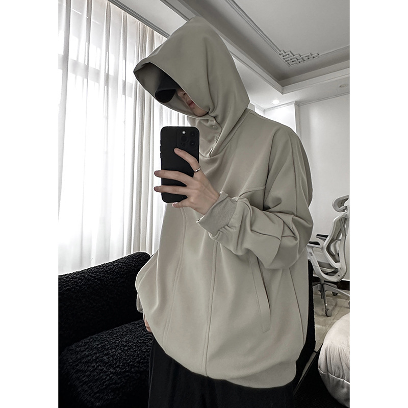 Big hat sweater men's short American hoodie spring and autumn warm and beautiful internet popular brand Ruan Shuai High Street coat