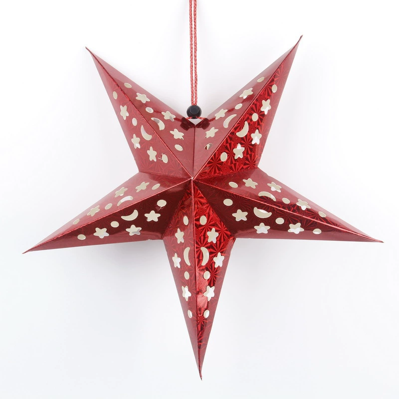 Laser‑cut hollow pentagram hanging star decoration, metallic colors, sizes 30–120 cm