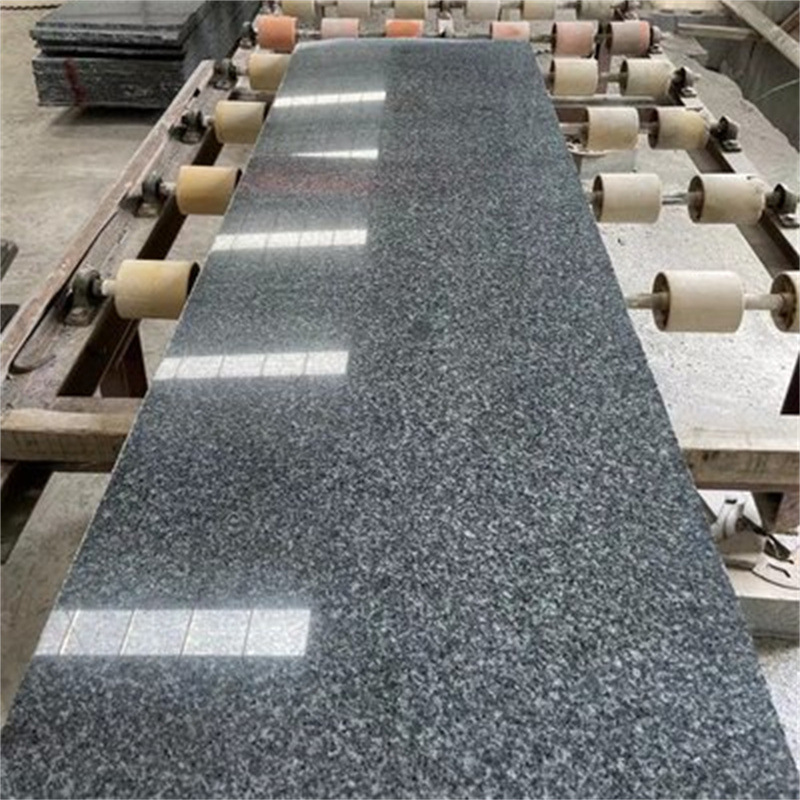 Shandong sesame black polished slate black granite fire-polished anti-slip paving stone for outdoor steps