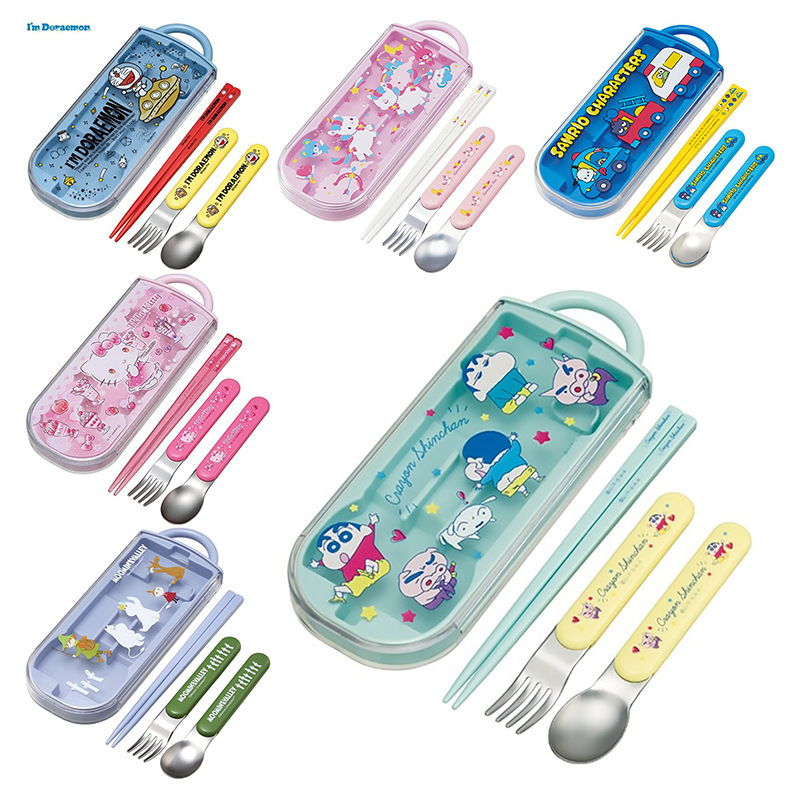 Japan imported skater skater cartoon pattern stainless steel baby children chopsticks fork spoon set of three pieces