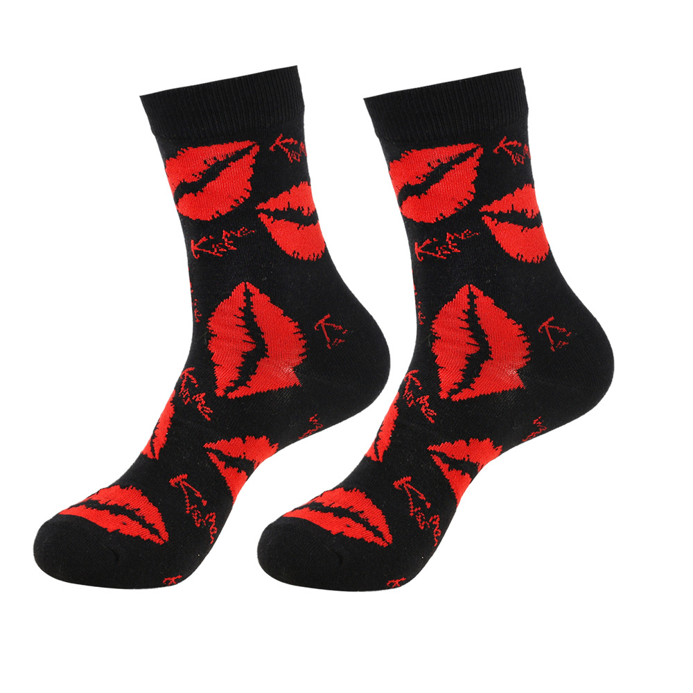 60g Weight Socks Classification Socks Lingerie Type Cotton Fabric Type Stretchy Elasticity A Pair Quantity Daily Occasion Comfort Function Valentine'S Day Festival Lips, Heart Shape Pattern All Seasons Season Unisex Gender Simple Style Style Simple Style Unisex Lips Heart Shape Cotton Crew Socks A Pair 12