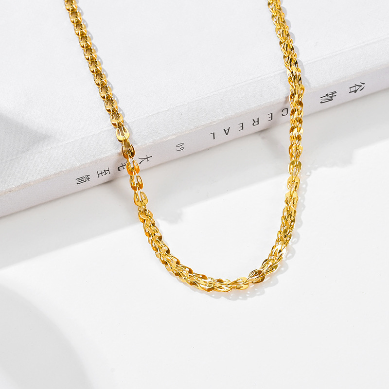 Women'S Gender Inlaid Gold Design Fashion Heart Shape Solid Color Titanium Steel Inlaid Gold Bracelets Necklace