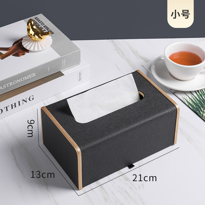 Caja de pañuelos comercial hogar Luz de lujo nórdico multifunción mesa de café control remoto Hotel caja de pañuelos de cuero impreso LOGO
