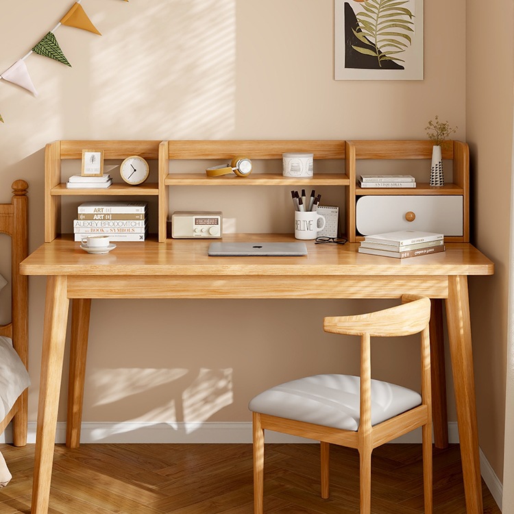 Desk Bookshelf Integrated Table Computer Table Desktop Home Solid Wood Leg Desk Bedroom Study Table Workbench Desk