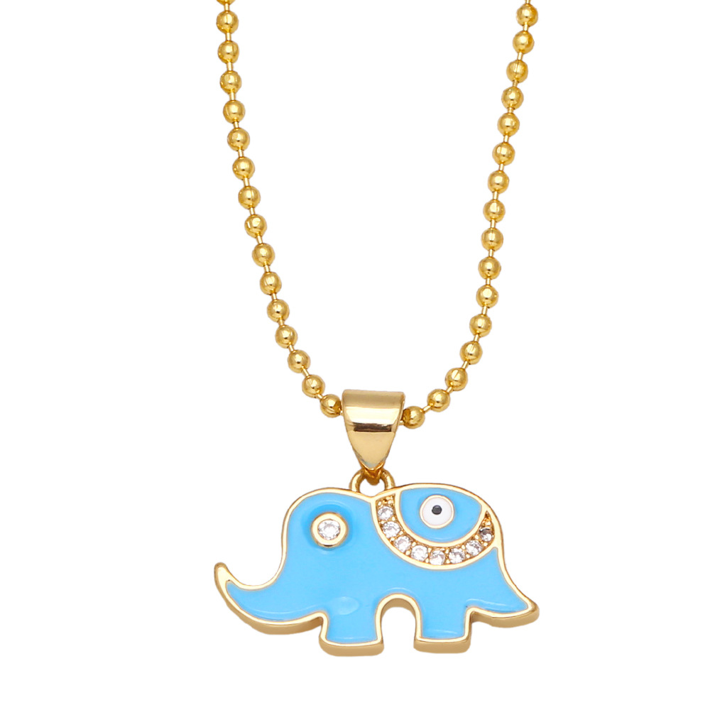 Fashion Eye Elephant Copper Necklace Inlay Zircon Copper Necklaces