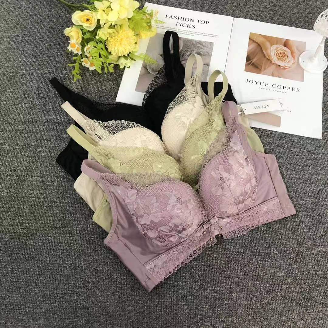 Nuevo sujetador de alta calidad de moda de encaje jacquard transpirable y cómodo ajuste lateral de pecho de cuatro botones ropa interior mujer image 1