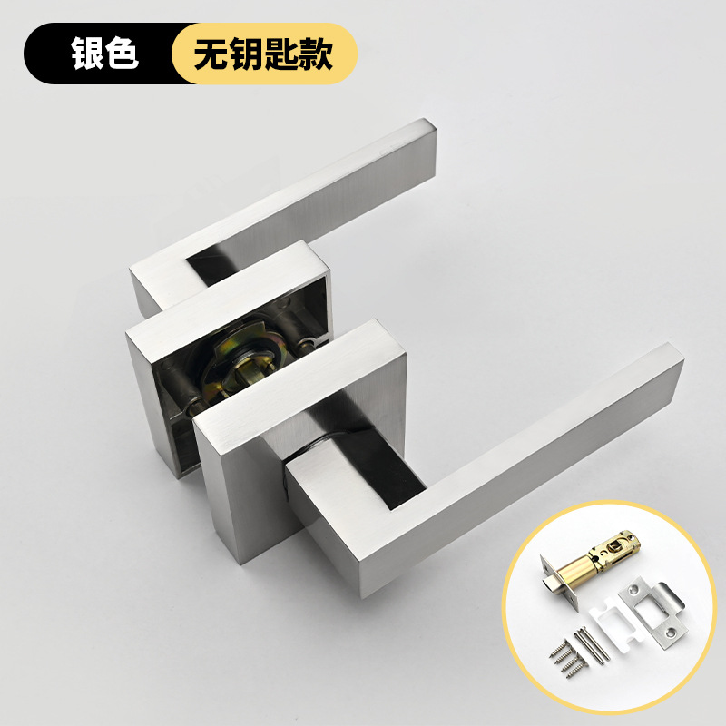 Cerradura de puerta interior cerradura de manija de aleación de aluminio ajustable habitación de madera manija de puerta cerradura cuadrada simple americana pesada cerradura de tres polos