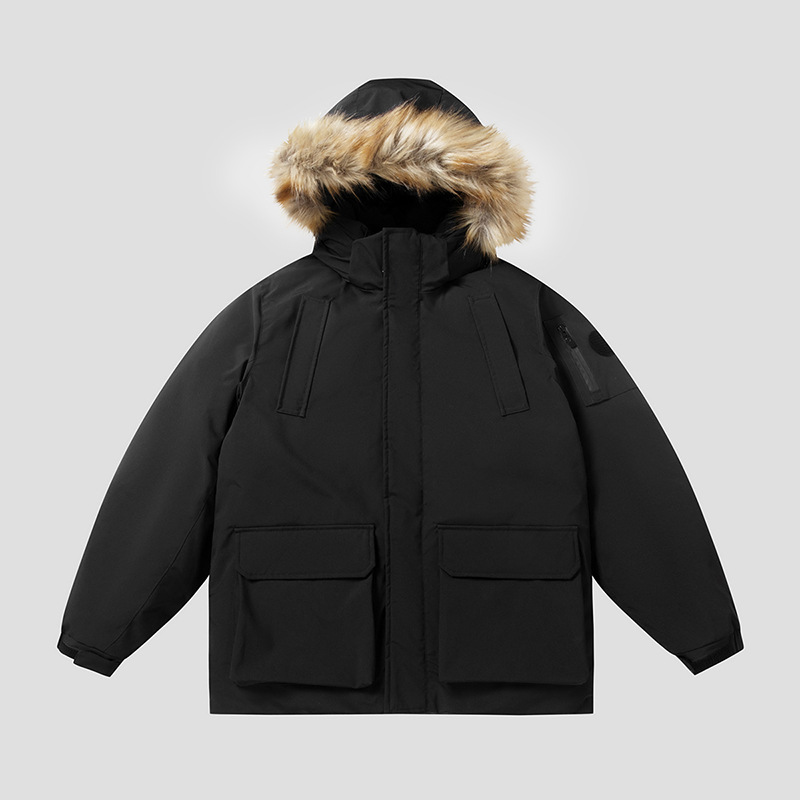 Manteau en coton pour homme, manteau d'hiver chaud, marque tendance, manteau en coton épais, col en fourrure, manteau en coton pour homme_voghion.com