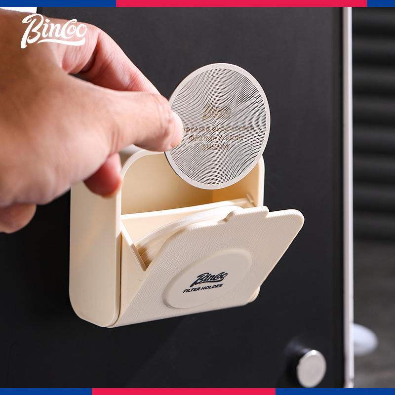 Bincoo Wall-Mounted Round Filter Paper Storage Box Moka Pot Filter Paper Handle Filter Paper Special Filter Paper Storage Box
