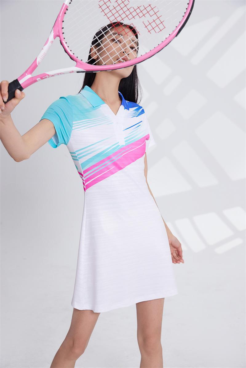 Vestido de bádminton de velocidad de mujer seco abrigo transpirable de fondo anti-luz de tenis vestido de bádminton personalizado
