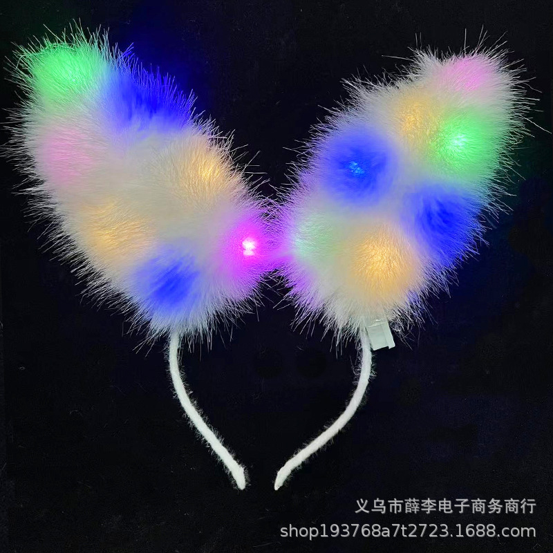 Luminoso Fox diadema Fox felpa Orejas de conejo orejas de gato horquilla bar concierto puesto diadema luminosa