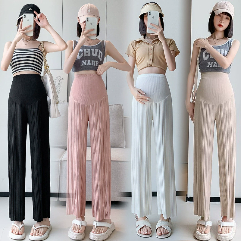 Четыре цвета пятно для беременных 2024 ледяные шелковые органные брюки