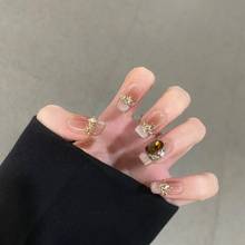 焦糖色手工穿戴甲猫眼指甲穿戴甲片高级感美甲贴片假指甲穿戴式