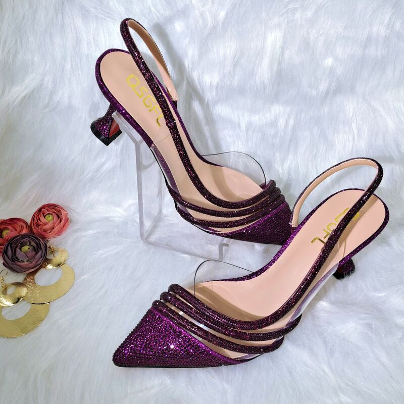 Foreign Trade Women's Pointed High Heels High Temperature Hot Rhinestone Drill Belt Decoration Simple Sexy Banquet Style Daily Wear