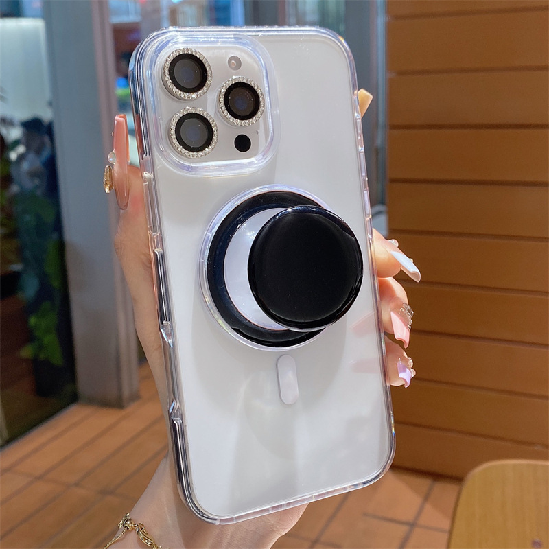 Funda de teléfono magnética transparente de color para Apple 16ProMax simple 15Pro pareja 14/13 nuevo 15PM