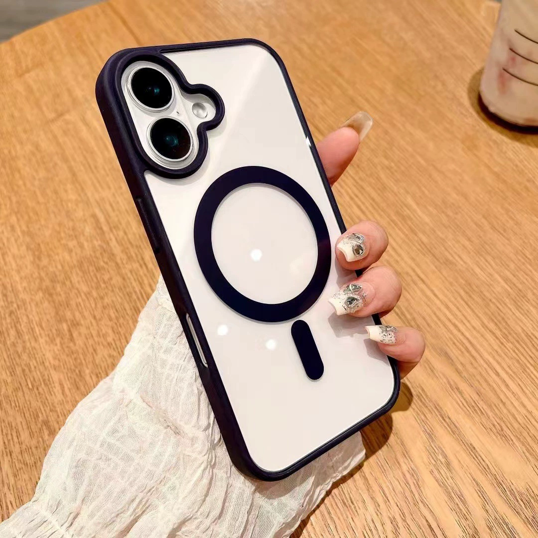 Чехол для телефона Apple iPhone16 из акрила с магнитным кольцом, против пожелтения и защита от падения