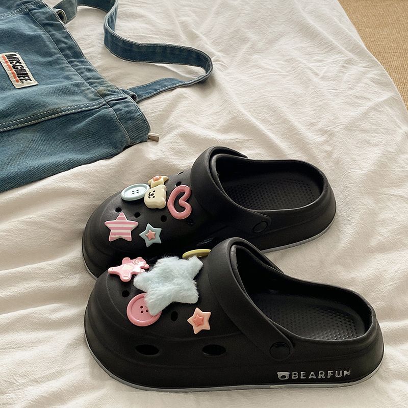 Women's New Summer Style Non-Slip Wear-Resistant Toe-Toe Slippers, Cute Plush Star Indoor Versatile Breathable Clogs Women's New Summer Style Non-Slip Wear-Resistant Toe-Toe Slippers, Cute Plush Star Indoor Versatile Breathable Clogs