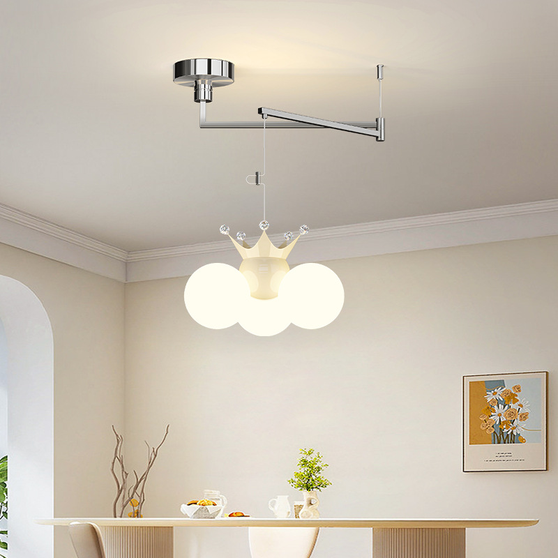 Cream viento oscilante lámpara de comedor 2025 nueva red creativa frijoles mágicos diseñadores móviles mesa de comedor lámpara de comedor