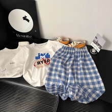 儿童套装中大童夏季短袖套装洋气时尚纯棉夏装男童女童两件套童装