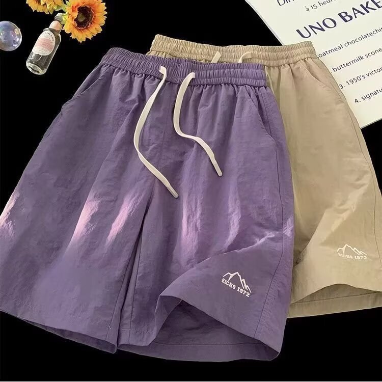 Summer Casual Shorts for Men, Ice Silk Breathable Quick-Dry Thin Style, Trendy Streetwear, Sports Running Beach Cheap Five-Point Shorts Wholesale