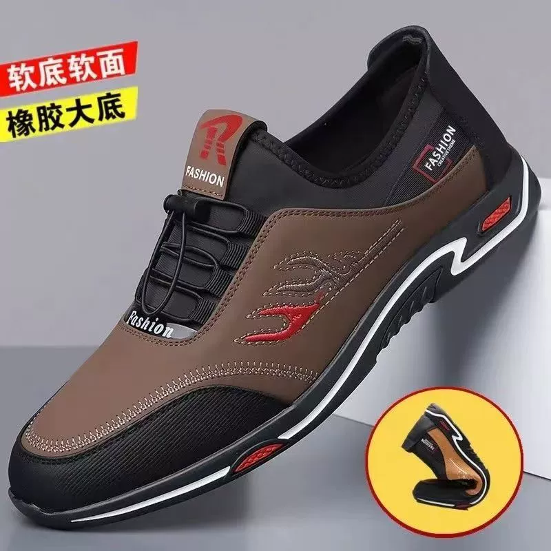 Внешняя торговля мужская обувь тренд корейская повседневная мужская кожаная обувь легкая и удобная простая кожа с мягкой подошвой ленивая обувь