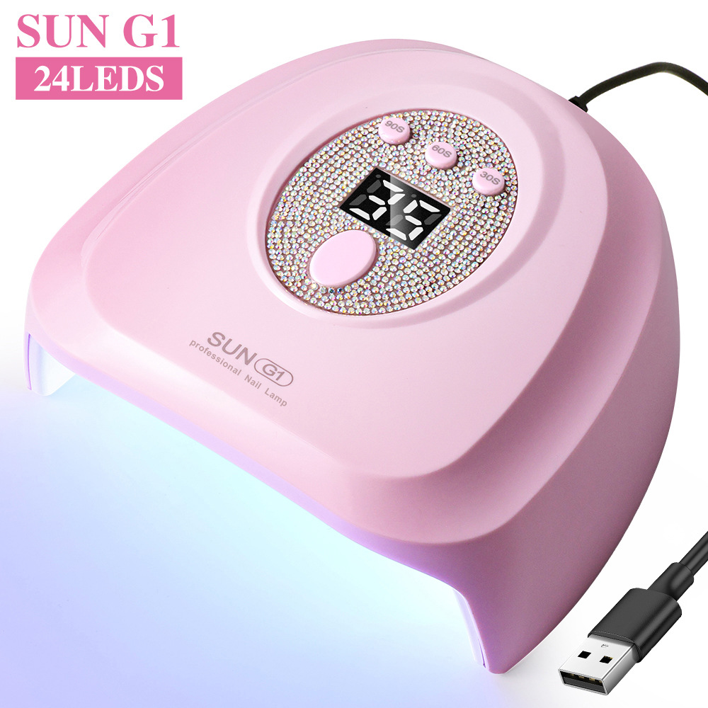 USB LED nail dryer lamp, fast-drying, rhinestone-decorated