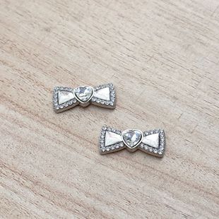 New diamond bow love heart glass simple alloy accessories bow tie trendy diy phone case accessories