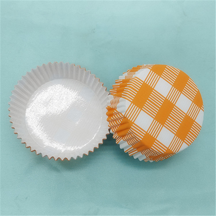 厂家直供圆形110克PET淋膜纸蛋糕面包纸杯 黄色图案耐高温无异味