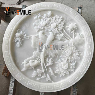ʯ�ĵ�̄e���⠝�����b��_���F Onyx Flower Wall Relief Scu