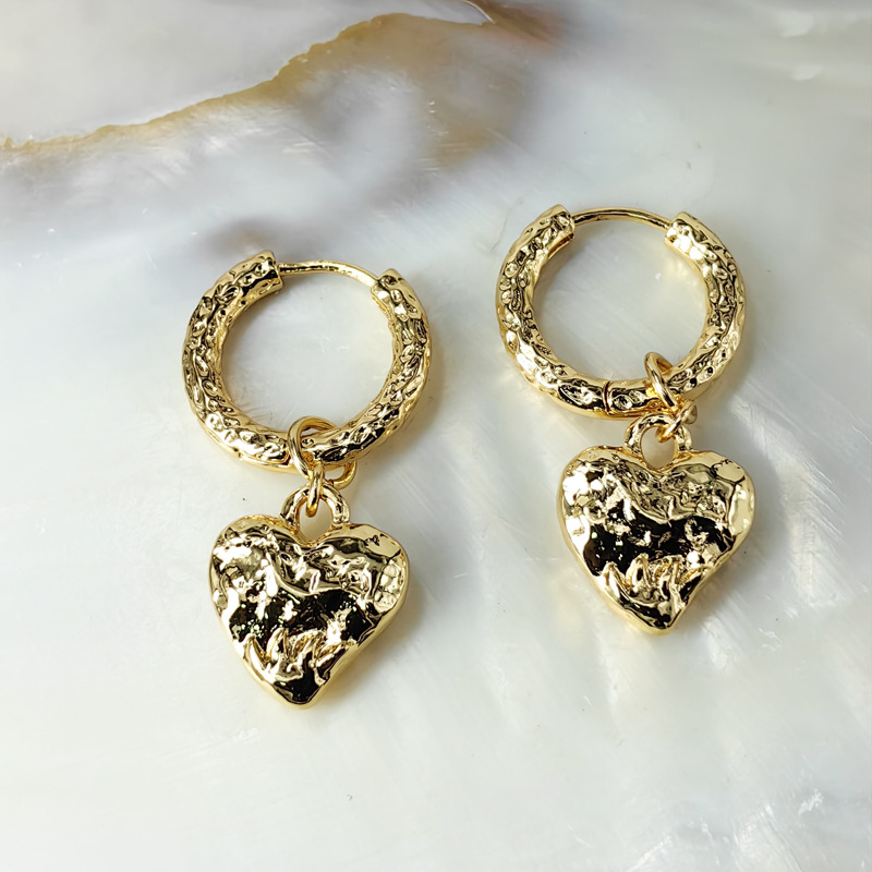 Women's Gender 1 Pair Simple Style Heart Shape Copper Gold Plated Drop Earrings