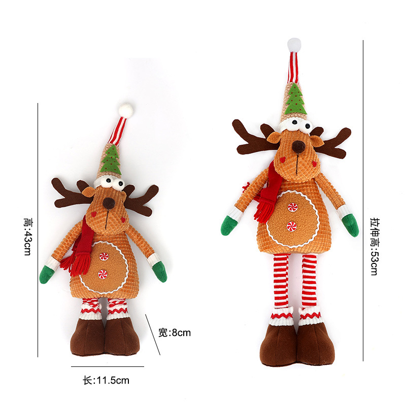 Navidad muñeca de nieve de alce piernas retráctiles muñeca gorra de punto ventana decoración marrón explosivo transfronterizo