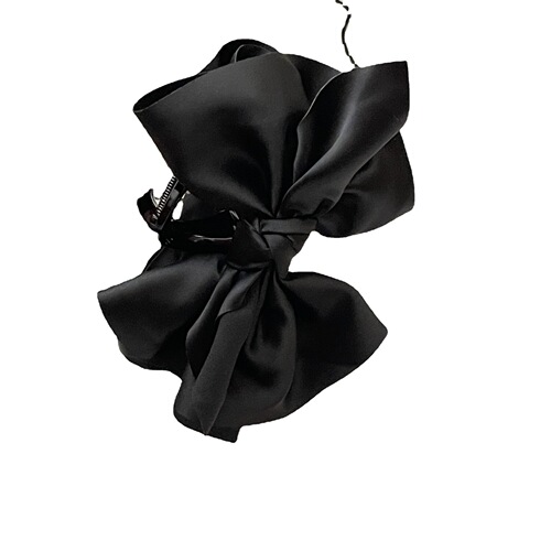 The big bow is very eye-catching ~ Satin black wine red hair shark clip women's hair clip Korean hair clip on the back of the head
