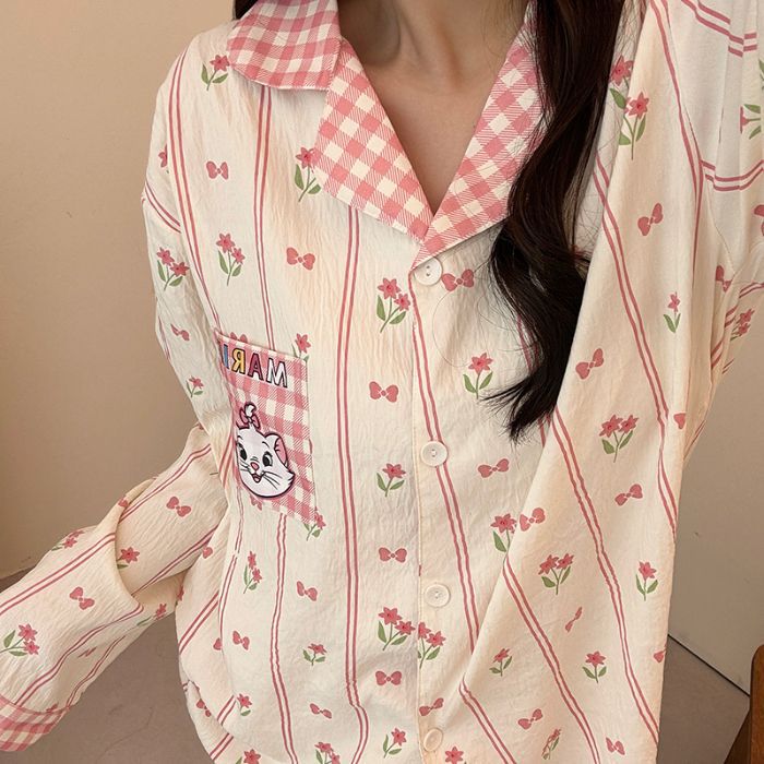 Pijamas al por mayor transfronterizos de otoño nubes de algodón pantalones de manga larga cardigans lindos dibujos animados se pueden usar con ropa de casa