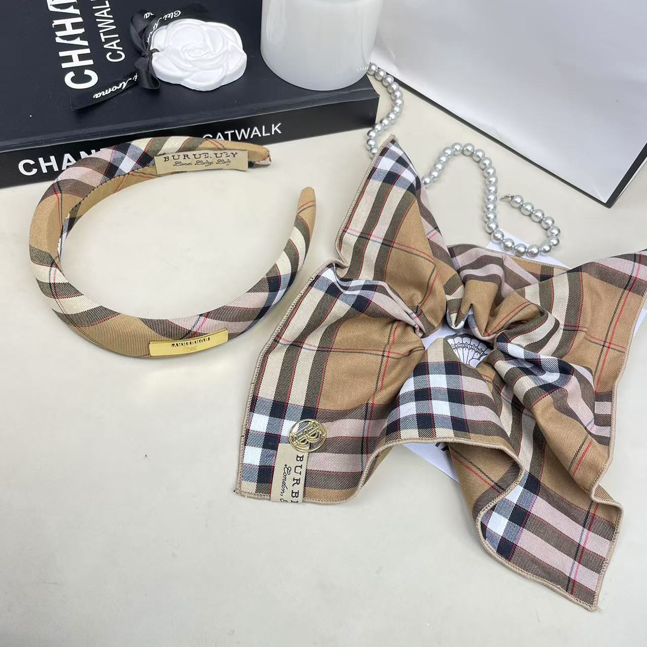 파리 빈티지 격자 무늬 헤어 밴드 스퀘어 스카프 헤어 밴드 대형 심플 스퀘어 포니 테일 헤드 밴드