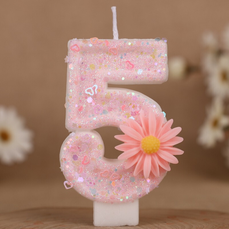 クロスボーダー Amazon Xiyin クリエイティブ ピンクひまわりデジタル誕生日キャンドル ケーキ デコレーション 0-9 デジタル キャンドル用|undefined