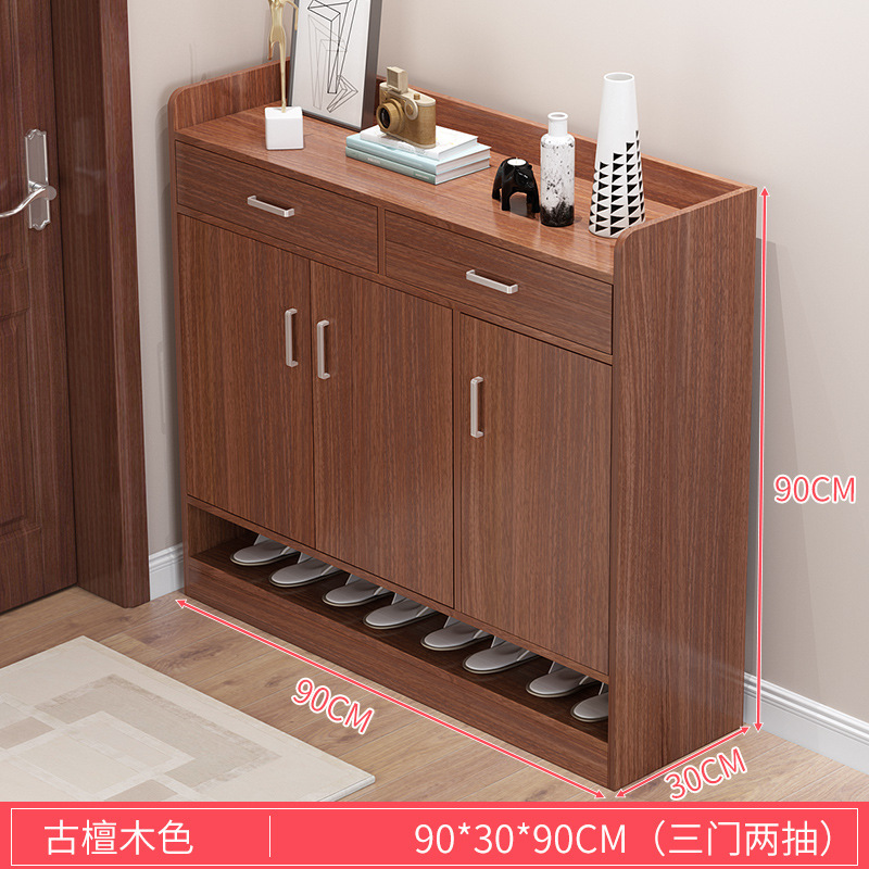 家庭用玄関用既製靴キャビネット無垢材カラー玄関キャビネット大容量玄関ドアリビングルーム防塵収納靴ラック|undefined
