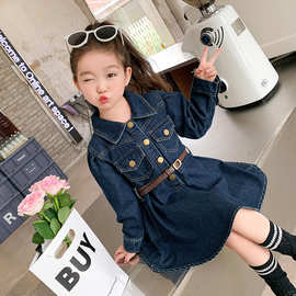 女童春季牛仔裙新款女宝宝韩版儿童洋气时髦裙子春秋款连衣裙